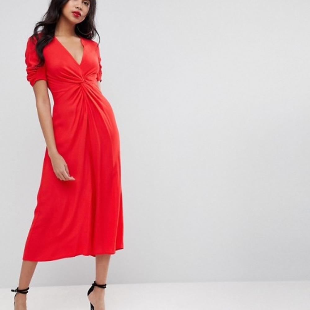 ASOS Red Tie Knot Wide Leg Jumpsuit